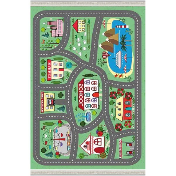Piccolo 735 Yeşil Şehir Haritası Desenli Çocuk Bambu Halı