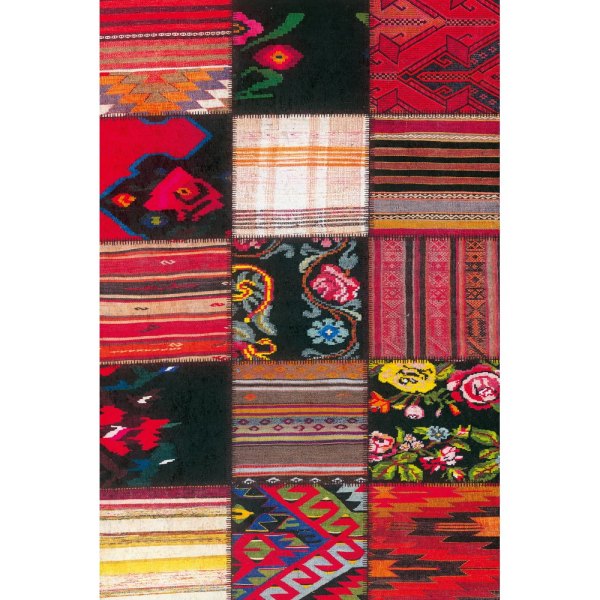 Quintesa Patch16 Bambu Çok Renkli Halı - Canlı Etnik Kilim Patchwork