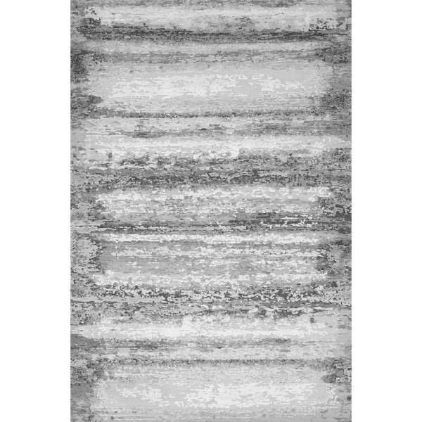 Gri ve Antrasit Soyut Desenli Yıkanabilir Bambu Salon Halısı (Stria S1051-2)
