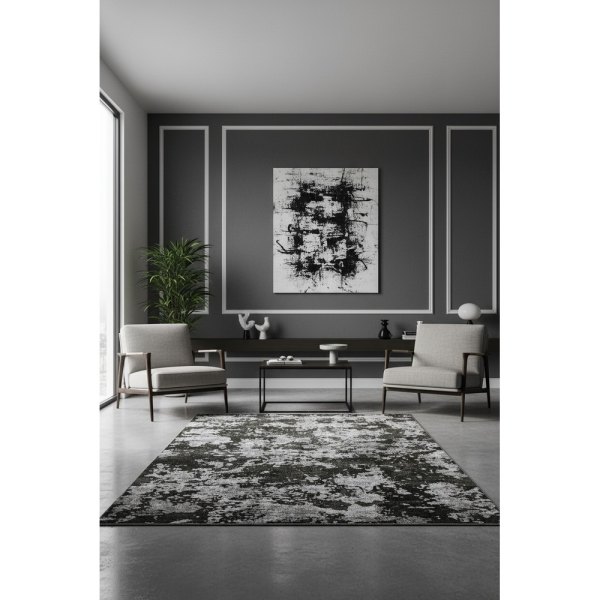 Vezura 10352 Bambu Halı: Siyah-Gri Tonlarda Modern Dokulu Şıklık