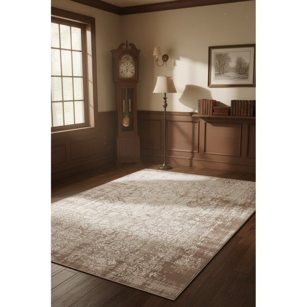 Vezura V10092 Bambu Bej Halı - Vintage Eskitme Klasik Desen Fırsatı!