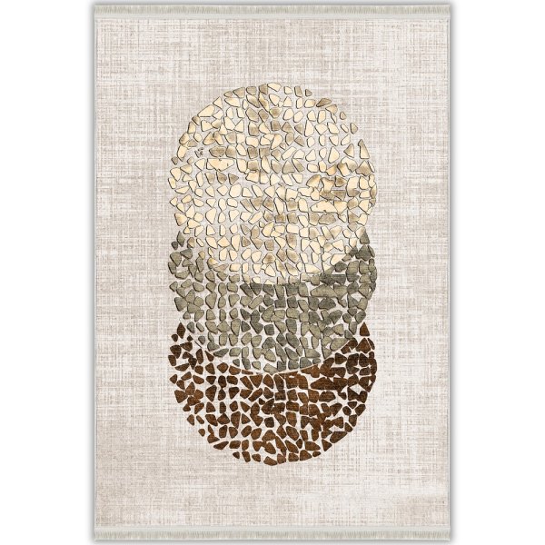 Krem Kahve Çakıl Taşı Desenli Modern Yıkanabilir Halı - Zayende Koleksiyonu (Z-10763)