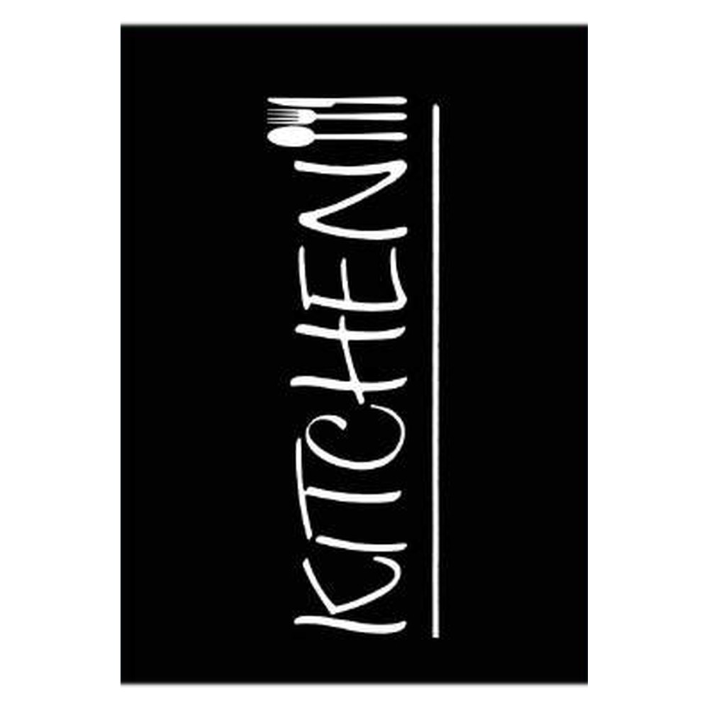 Mutfak 822 Siyah Kitchen Yazili Şönil Mutfak Halısi