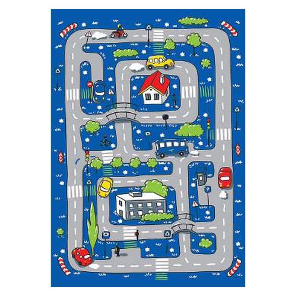 Piccolo 075 Lacivert Yol Desenli Egitici Oyun Çocuk Bambu Halı