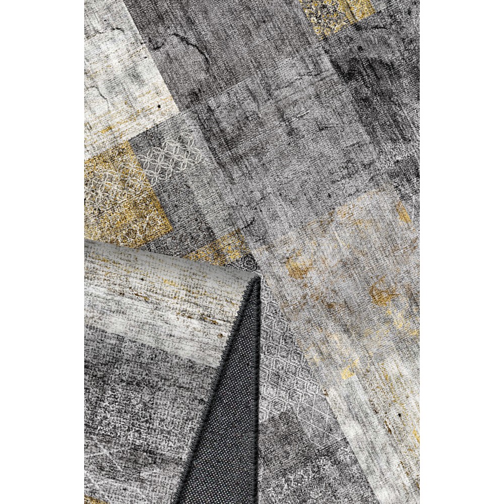 Quintesa Patch451 Bambu Gri Halı - Soyut Endüstriyel Patchwork Tasarım