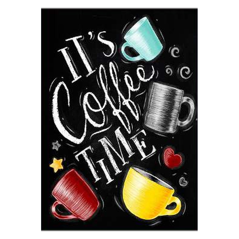 Siyah Coffee Time Yazili Şönil Mutfak Halısi