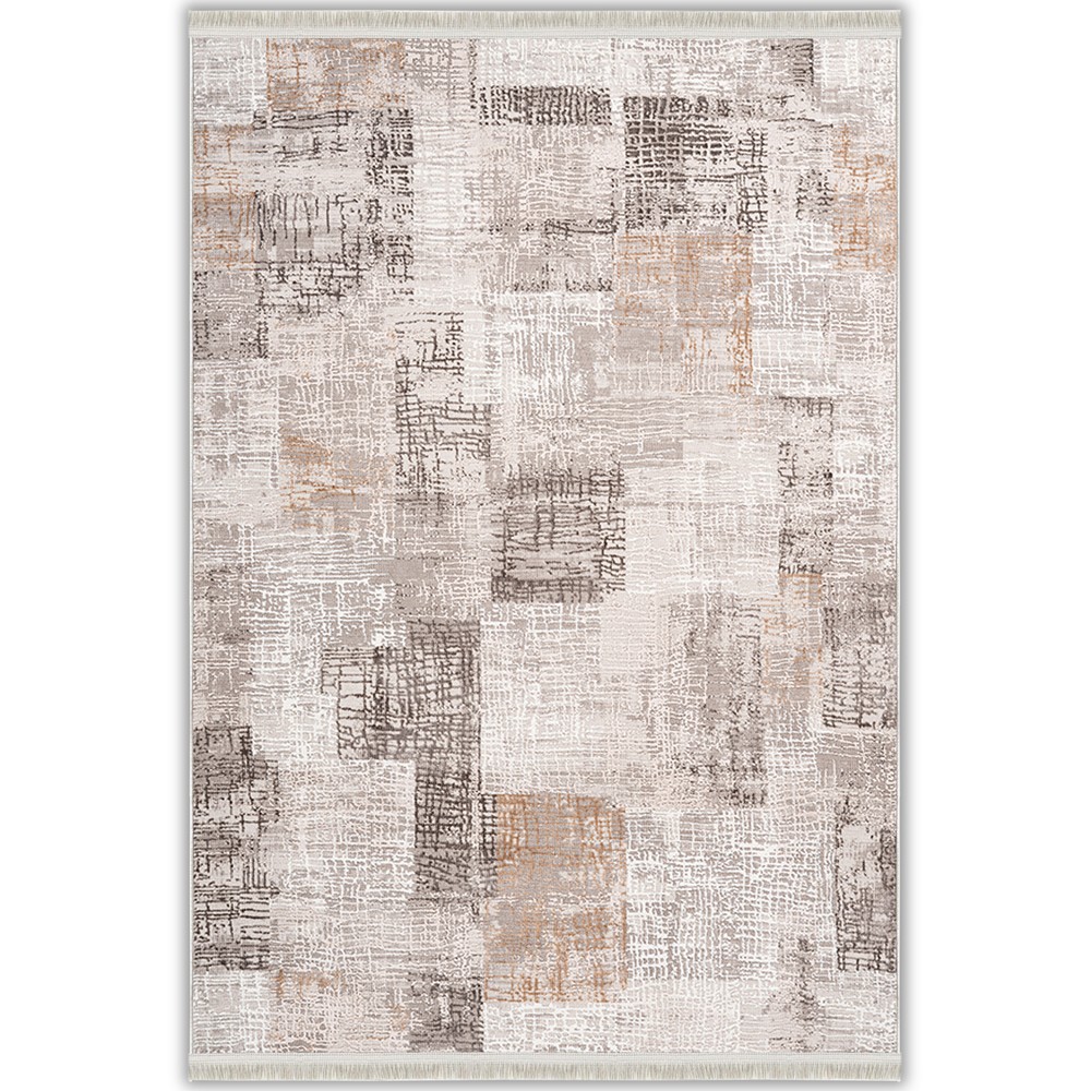 Vezura V10441 Bambu Bej Krem Halı - Açık Renk Soyut Modern Tasarım