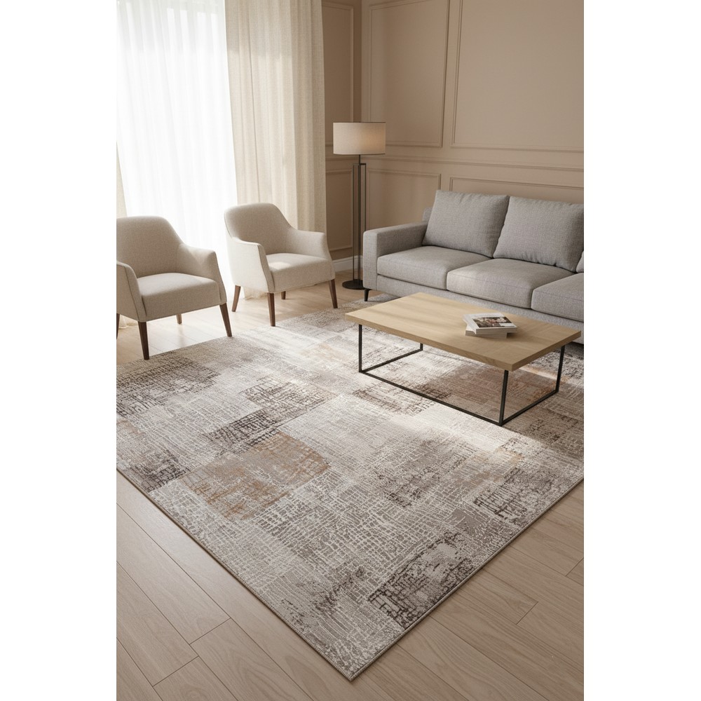 Vezura V10441 Bambu Bej Krem Halı - Açık Renk Soyut Modern Tasarım, öne çıkan özellikleri