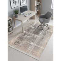 Bej ve Gri Tonlu Soyut Modern Yıkanabilir Bambu Halı, genç odası halısı