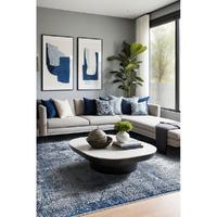 Vezura 10481 Bambu Halı: Lacivertin Derinliğiyle Modern Soyut Şıklık, oda içi kullanım