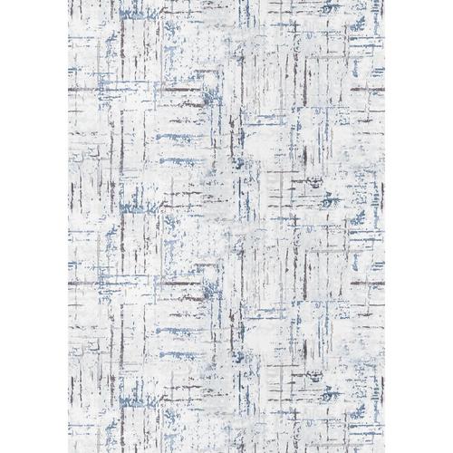 Mavi Gri Soyut Çizgili Modern Yıkanabilir Bambu Halı - Stria Koleksiyonu (S1062)